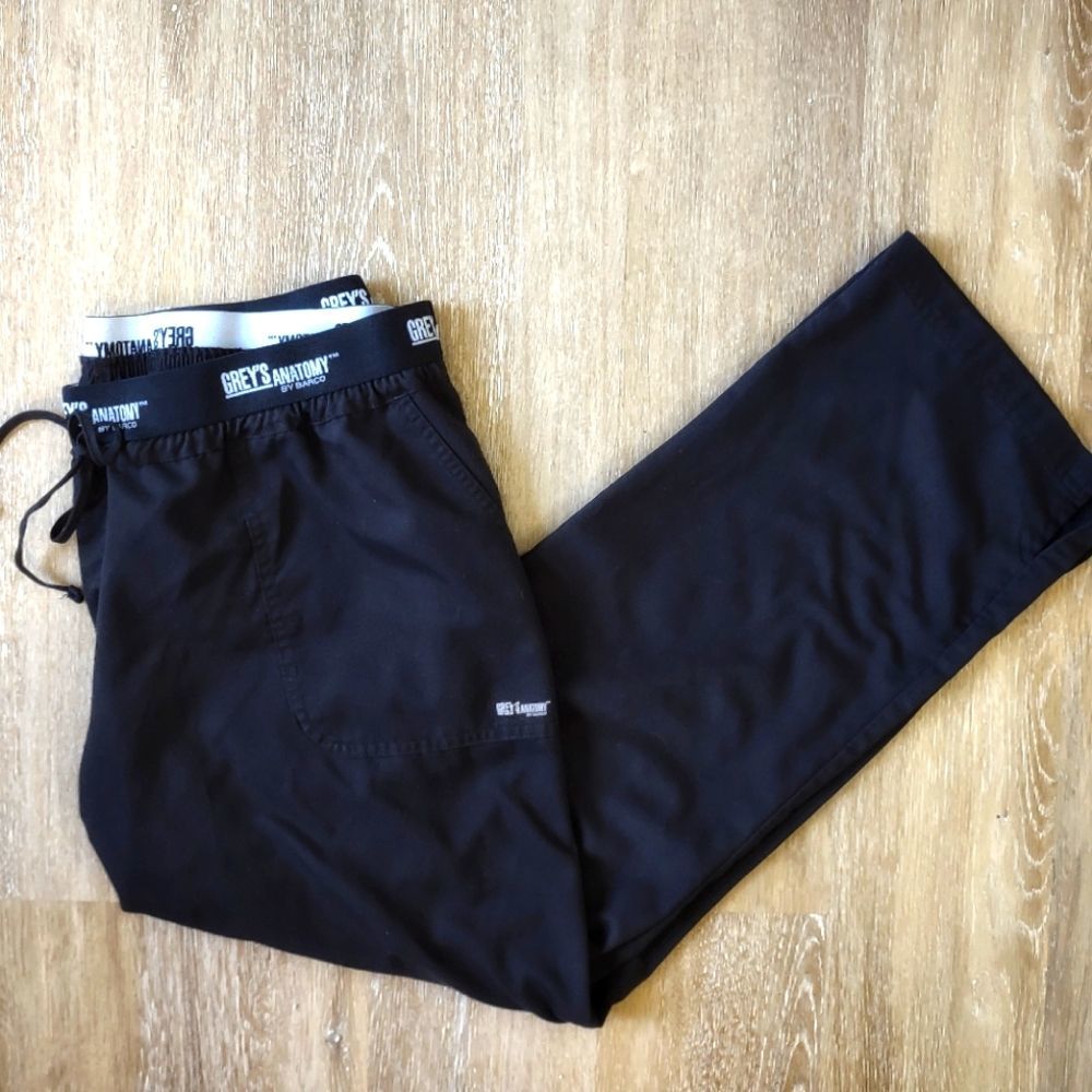 Grey's Anatomy 2XL Black Scrubs Pants Elastic Drawstring 4 Pockets